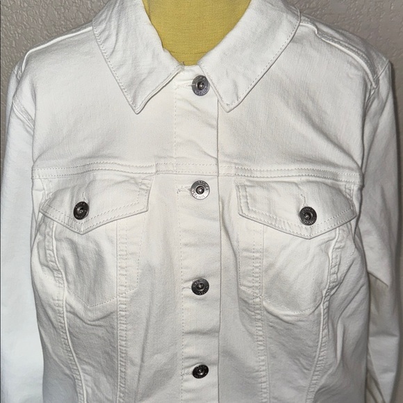 Jessica Simpson Women's White Denim Jacket sz 1X - Picture 2 of 8